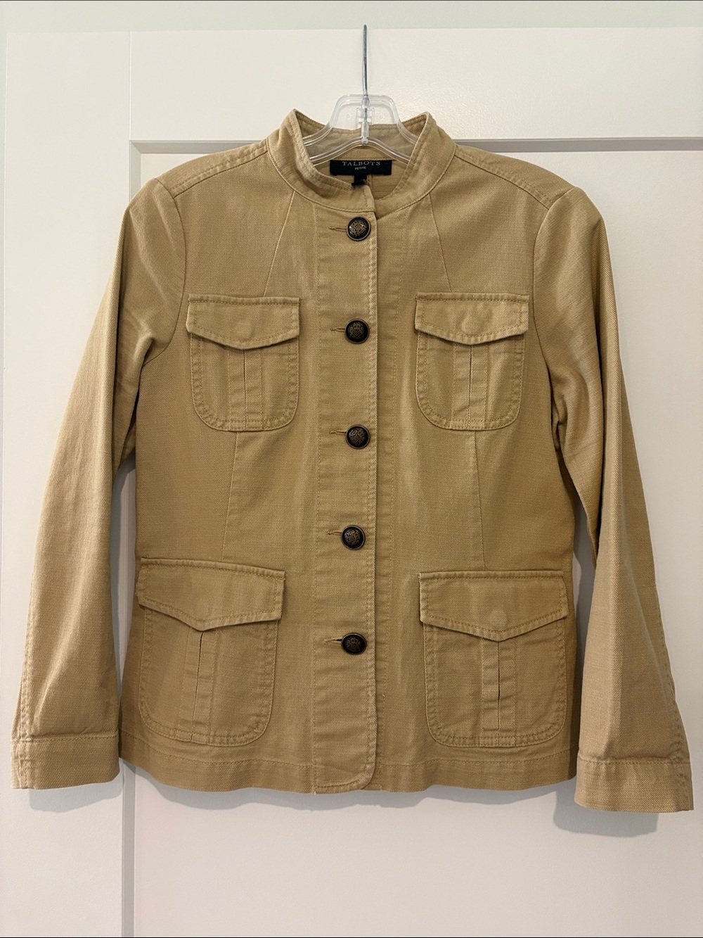 Talbots Khaki Utility Jacket with Stand Collar